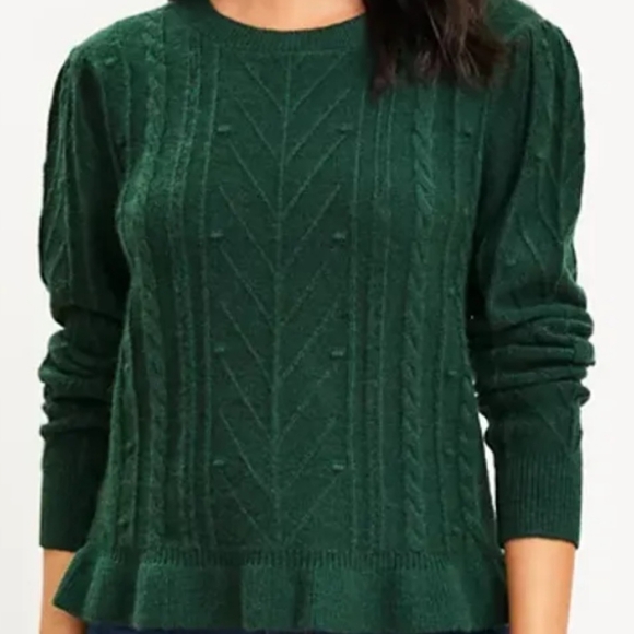 LOFT Petite Bobble Ruffle Hem Sweater - Picture 1 of 4